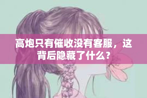 高炮只有催收没有客服，这背后隐藏了什么？