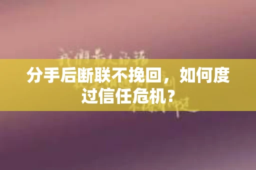 分手后断联不挽回，如何度过信任危机？